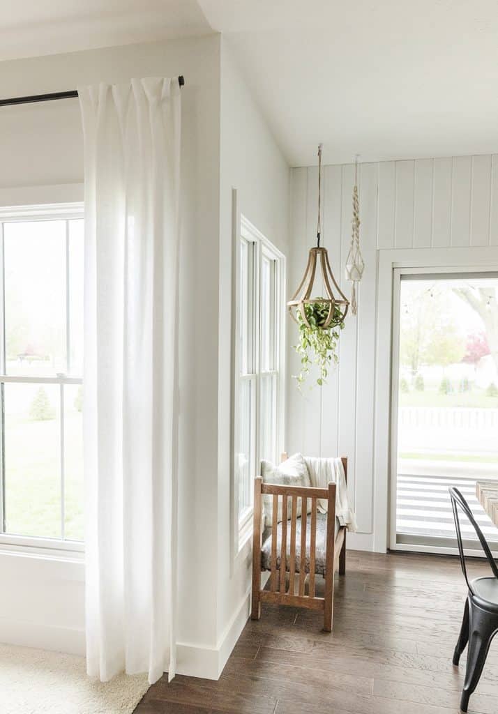 houseplants hanging in the corner of kitchen