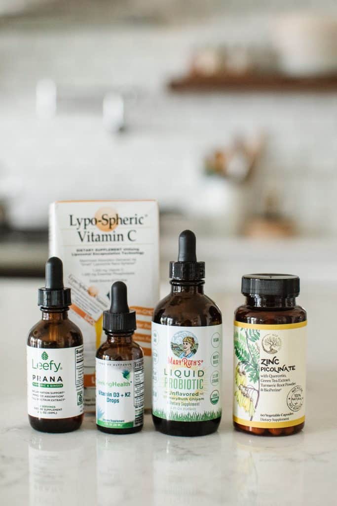 supplements sitting on counter