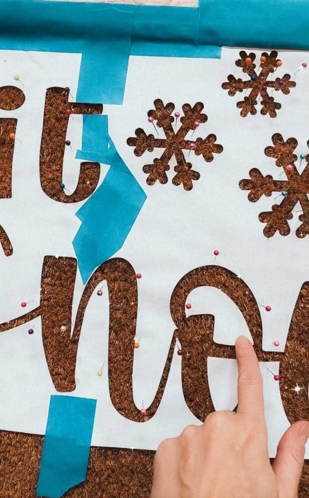 cricut stencil showing where push pins belong