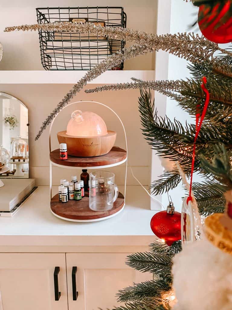 Christmas spirit essential oil diffusing in Aria diffuser from Young Living