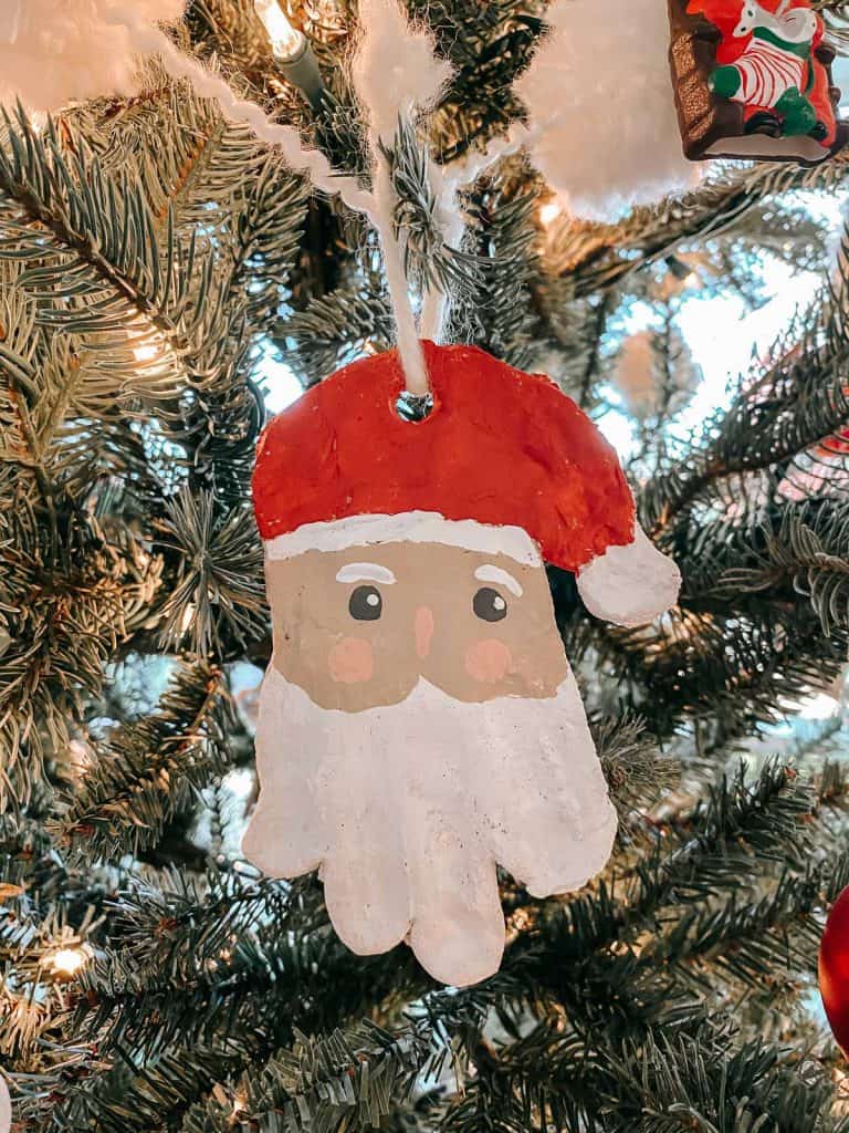 handmade salt dough santa ornament